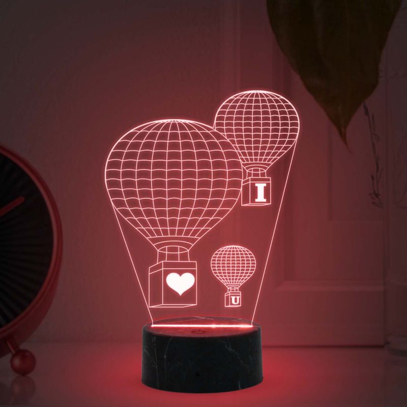 3D Illusion I love U Air Balloon Acrylic Led Night lamp 16 Color Changing Light with Remote Control  Kids Room Decor Light